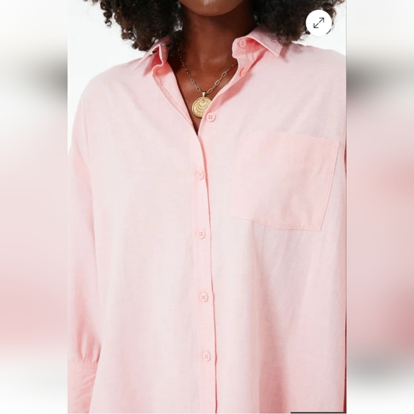 Pomander Place Pink Adair Boyfriend Shirt Size Large - Picture 4 of 11